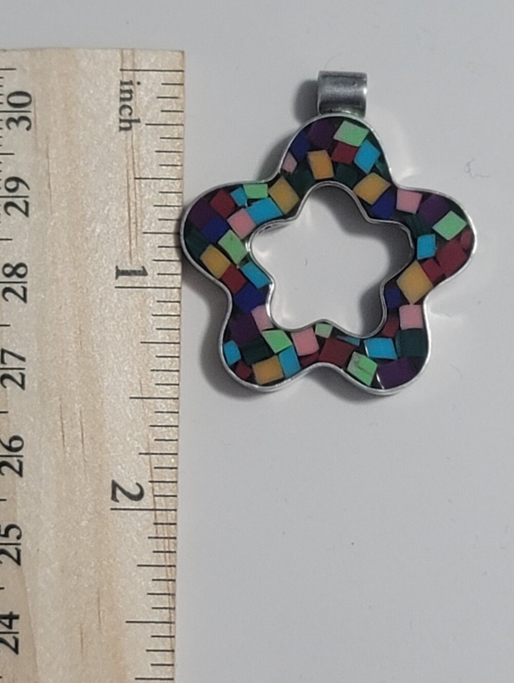 Sterling Silver 925 Mosaic Star Gemstone Pendant - Picture 4 of 6